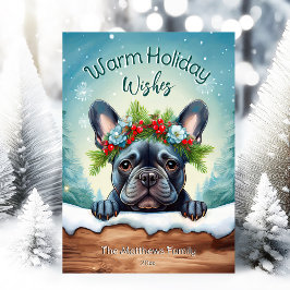 Cartes Pour Fêtes Annuelles Peeing French Bulldog mignon Noël animal Portrait