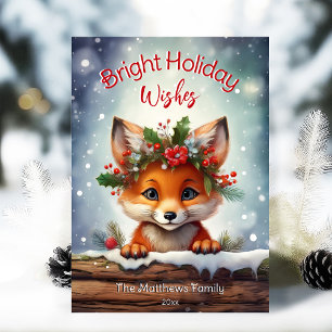 Cartes Pour Fêtes Annuelles Peeking Fox Bright Wits Snowy Winter Wonderland