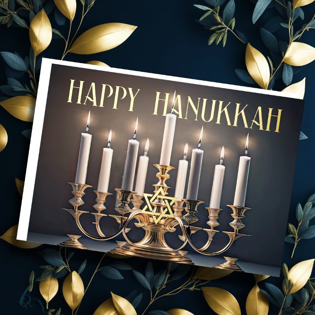 Cartes Pour Fêtes Annuelles Peindre Menorah Joyeux Hanoukka (Créateur téléchargé)