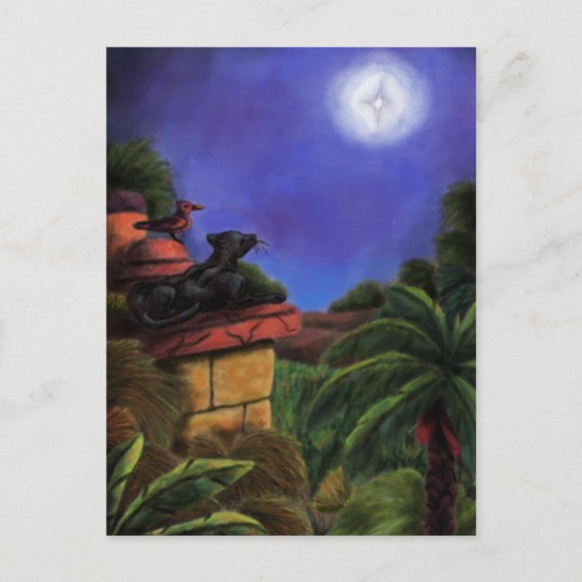Cartes Pour Fêtes Annuelles peindre panthère oiseau temple jungle noël étoile (Devant)