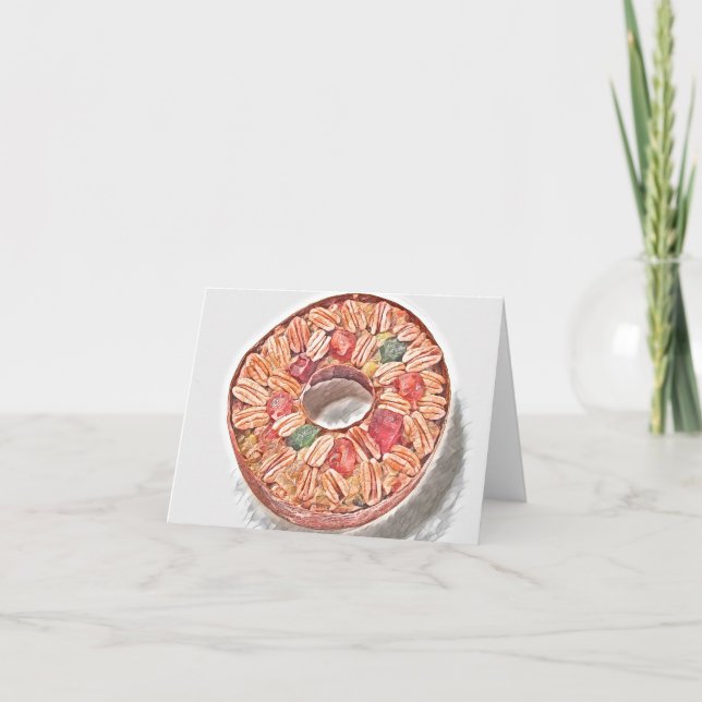 Cartes Pour Fêtes Annuelles peinture à l'aquarelle de Noël fruitcake (Devant)