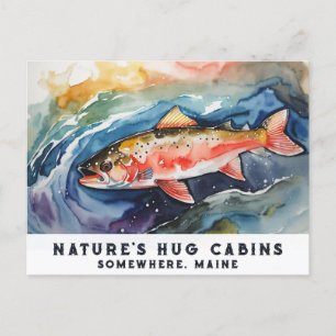 Cartes Pour Fêtes Annuelles *~* Peinture aquarelle de saumon AP49 Maine