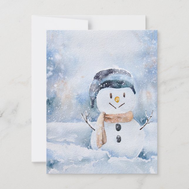 Cartes Pour Fêtes Annuelles Peinture aquarelle rétro bonhomme de neige (Devant)
