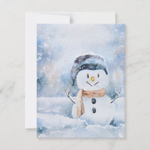 Cartes Pour Fêtes Annuelles Peinture aquarelle rétro Snowman