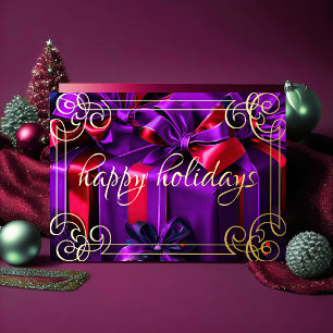 Cartes Pour Fêtes Annuelles Peinture Cadeaux de Noël Purple Bourgogne
