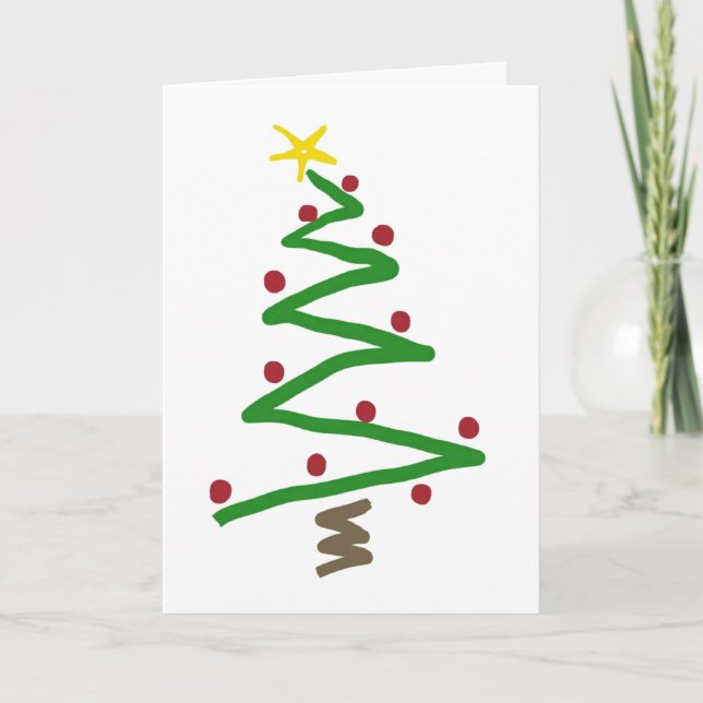 Cartes Pour Fêtes Annuelles Peinture d'arbre de Noël de zigzag (Devant)