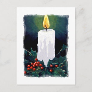 Cartes Pour Fêtes Annuelles Peinture de bougie et de Holly : Noël