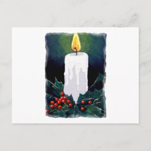 Cartes Pour Fêtes Annuelles Peinture de bougie et Holly : Noël