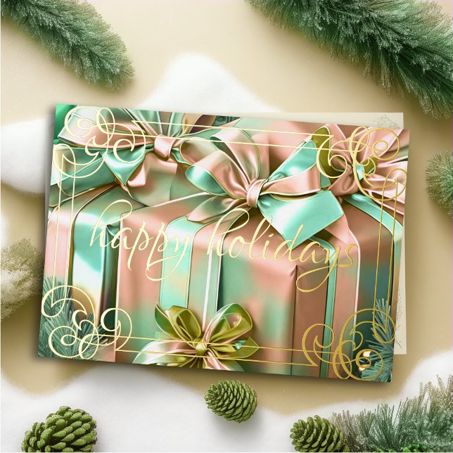 Cartes Pour Fêtes Annuelles Peinture de cadeaux de Noël pêche menthe (Créateur téléchargé)