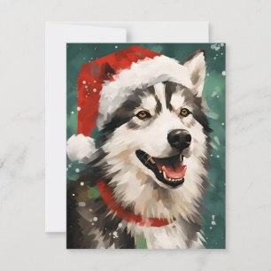 Cartes Pour Fêtes Annuelles Peinture de Noël Husky