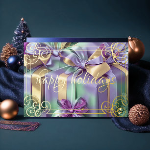 Cartes Pour Fêtes Annuelles Peinture des cadeaux de Noël Lavande Monnaie pourp