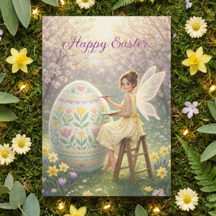 Cartes Pour Fêtes Annuelles Peinture d'oeuf de fée de Pâques Printemps