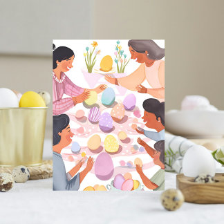 Cartes Pour Fêtes Annuelles Peinture d'oeufs de Pâques | Aquarelle artisanale 