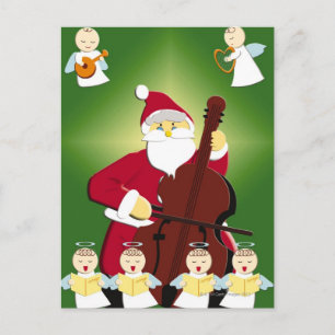 Cartes Pour Fêtes Annuelles Peinture du père noël jouant le violoncelle avec