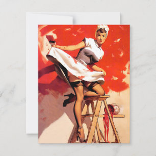 Cartes Pour Fêtes Annuelles Peinture Elvgren Rouge