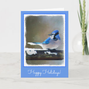 Cartes Pour Fêtes Annuelles Peinture Jay Bleu - Art Oiseau Original