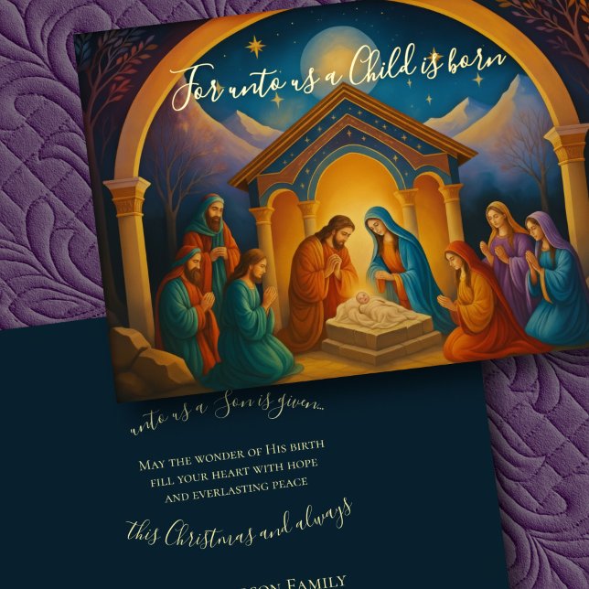 Cartes Pour Fêtes Annuelles Peinture moderne Scène de la nativité (Créateur téléchargé)