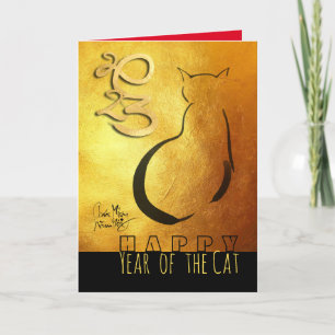 Cartes Pour Fêtes Annuelles Peinture originale Chat Nouvel An vietnamien 2023