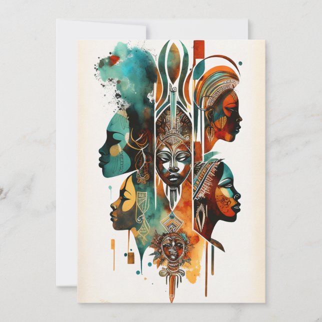 Cartes Pour Fêtes Annuelles Peinture Tribale Africaine, Art Contemporain (Devant)