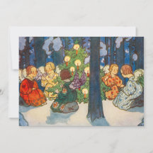 Peinture vintage d'ange et d'arbre de Noël