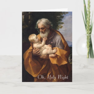 Cartes Pour Fêtes Annuelles Peinture vintage de Jésus tenu par Joseph