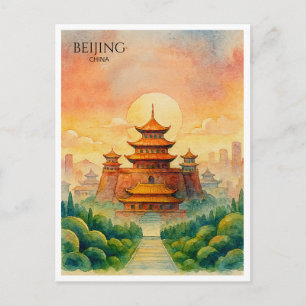 Cartes Pour Fêtes Annuelles Pékin Chine Aquarelle interdite