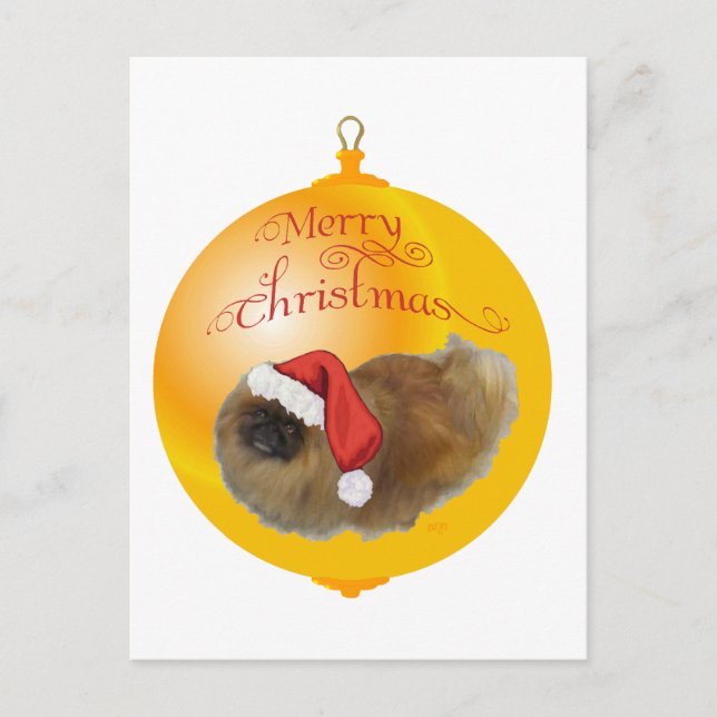 Cartes Pour Fêtes Annuelles Pékinois Noël (Devant)