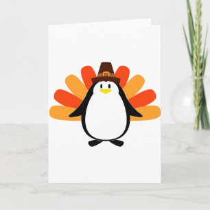 Cartes Pour Fêtes Annuelles Pèlerin de pingouin Turquie mash-up