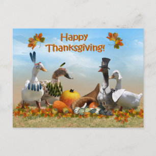 Cartes Pour Fêtes Annuelles Pèlerin et canards indiens Thanksgiving