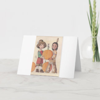 Cartes Pour Fêtes Annuelles pèlerin et garçon indien