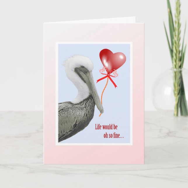Cartes Pour Fêtes Annuelles Pélican avec le ballon Valentine (Devant)