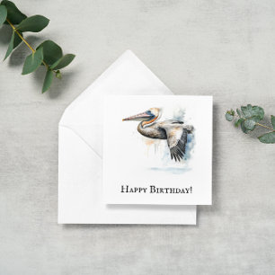 Cartes Pour Fêtes Annuelles Pélican volant en aquarelle, personnalisable