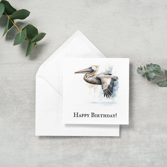 Cartes Pour Fêtes Annuelles Pélican volant en aquarelle, personnalisable (Créateur téléchargé)