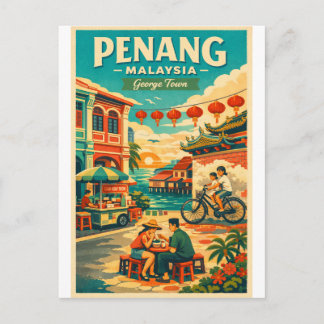 Cartes Pour Fêtes Annuelles  Penang, Malaysia, in a vibrant retro travel
