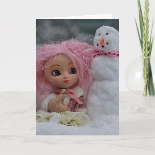Cartes Pour Fêtes Annuelles Penelope et le Snowman (Devant)