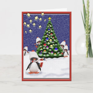 Cartes Pour Fêtes Annuelles Penguin Christmas Paradise Art Custom