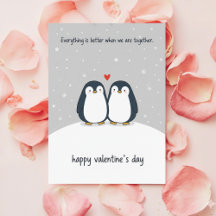 Penguin Couple Love Card Cute Valentine Gift Idea