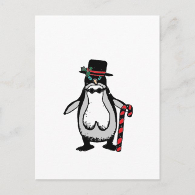 Cartes Pour Fêtes Annuelles Penguin de Noël (Devant)
