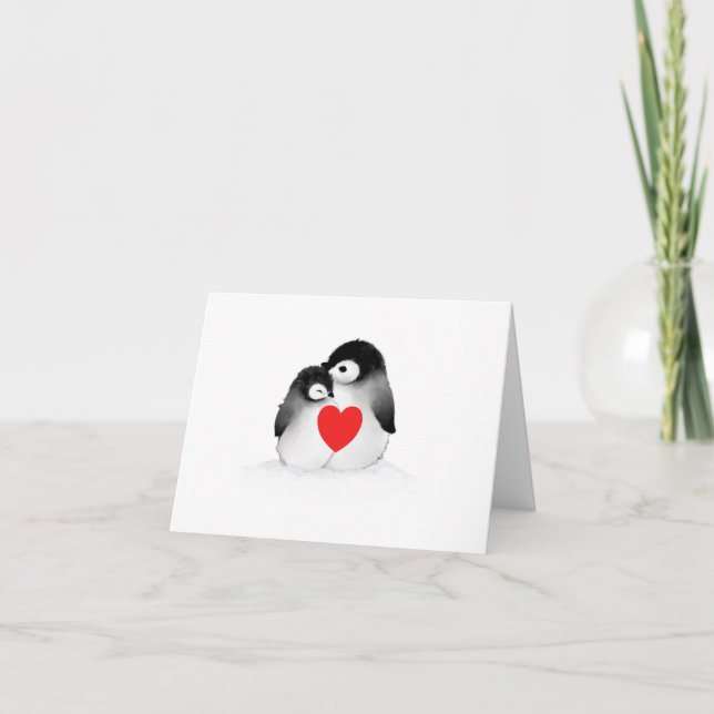 Cartes Pour Fêtes Annuelles Penguin Heart Valentine's Day Card (Devant)