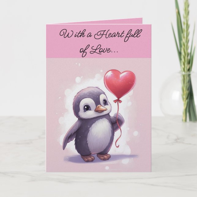 Cartes Pour Fêtes Annuelles Penguin Valentine Day Holiday Card (Devant)