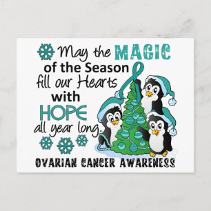 Cartes Pour Fêtes Annuelles Penguins de Noël Cancer de l'ovaire