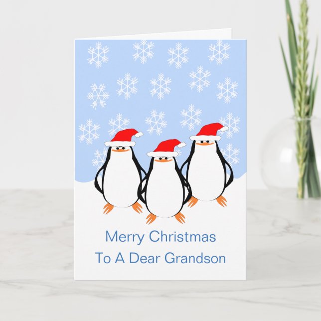 Cartes Pour Fêtes Annuelles Penguins Noël Grandson (Devant)