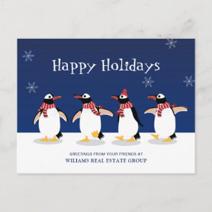 Cartes Pour Fêtes Annuelles Penguins Red Scarf Noël Accueil d'entreprise