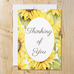Cartes Pour Fêtes Annuelles Penser à vous aquarelle personnalisable tournesol