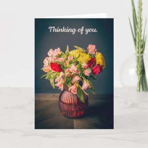 Cartes Pour Fêtes Annuelles Penser à vous Beau Vase de Fleurs Photo