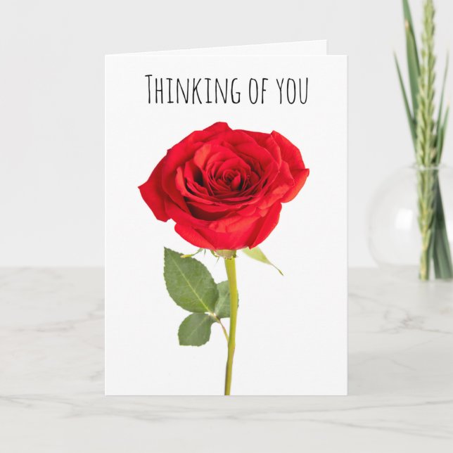 Cartes Pour Fêtes Annuelles Penser à vous belle rose rouge (Devant)
