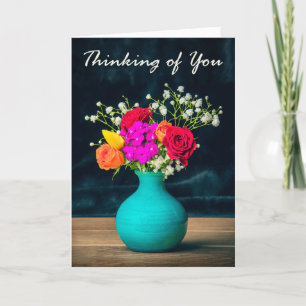 Cartes Pour Fêtes Annuelles Penser à vous pour n'importe qui de belles fleurs