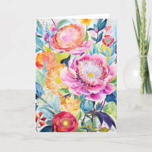 Cartes Pour Fêtes Annuelles Peony Bouquet Bloom Art Abstrait