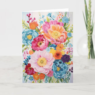 Cartes Pour Fêtes Annuelles Peony Bouquet Bloom Art Abstrait