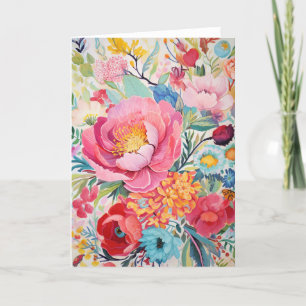 Cartes Pour Fêtes Annuelles Peony Bouquet Bloom Art Abstrait